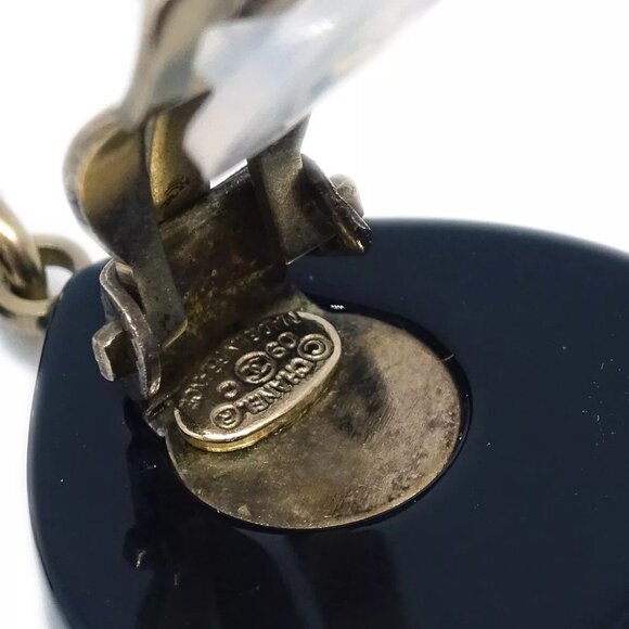 Chanel Rhinestone CC Heart Dangle Earrings Clip-On Black 09C 161982 - Picture 4 of 4
